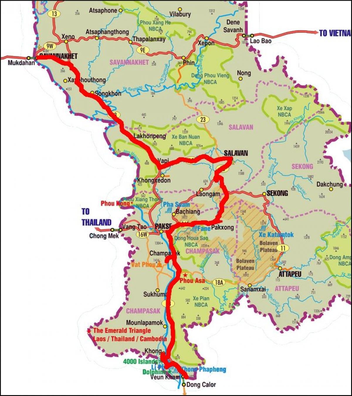 નકશો savannakhet લાઓસ
