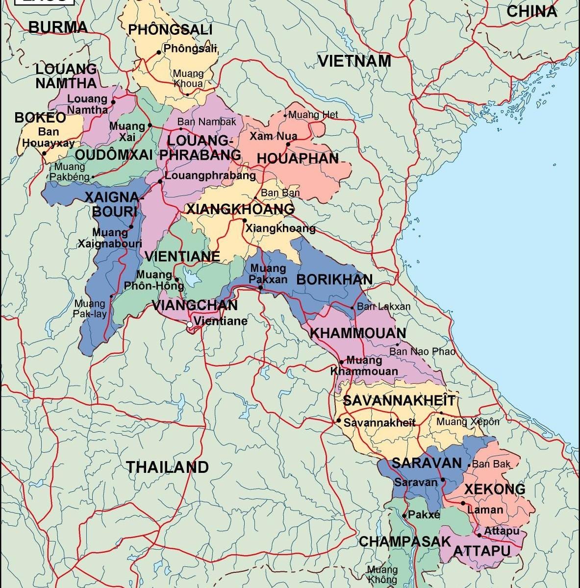 લાઓસ રાજકીય નકશો