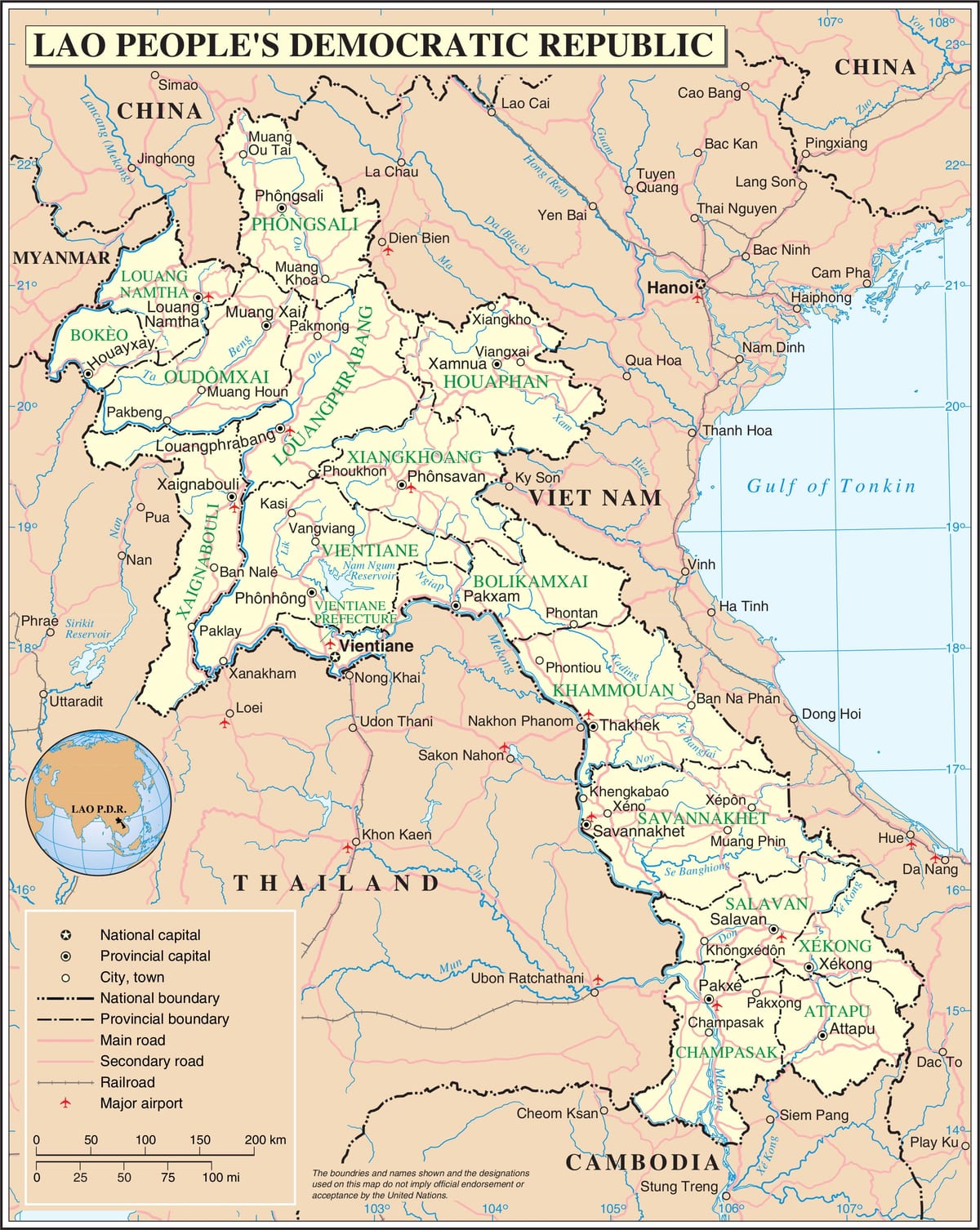 નકશો લાઓસ રોડ