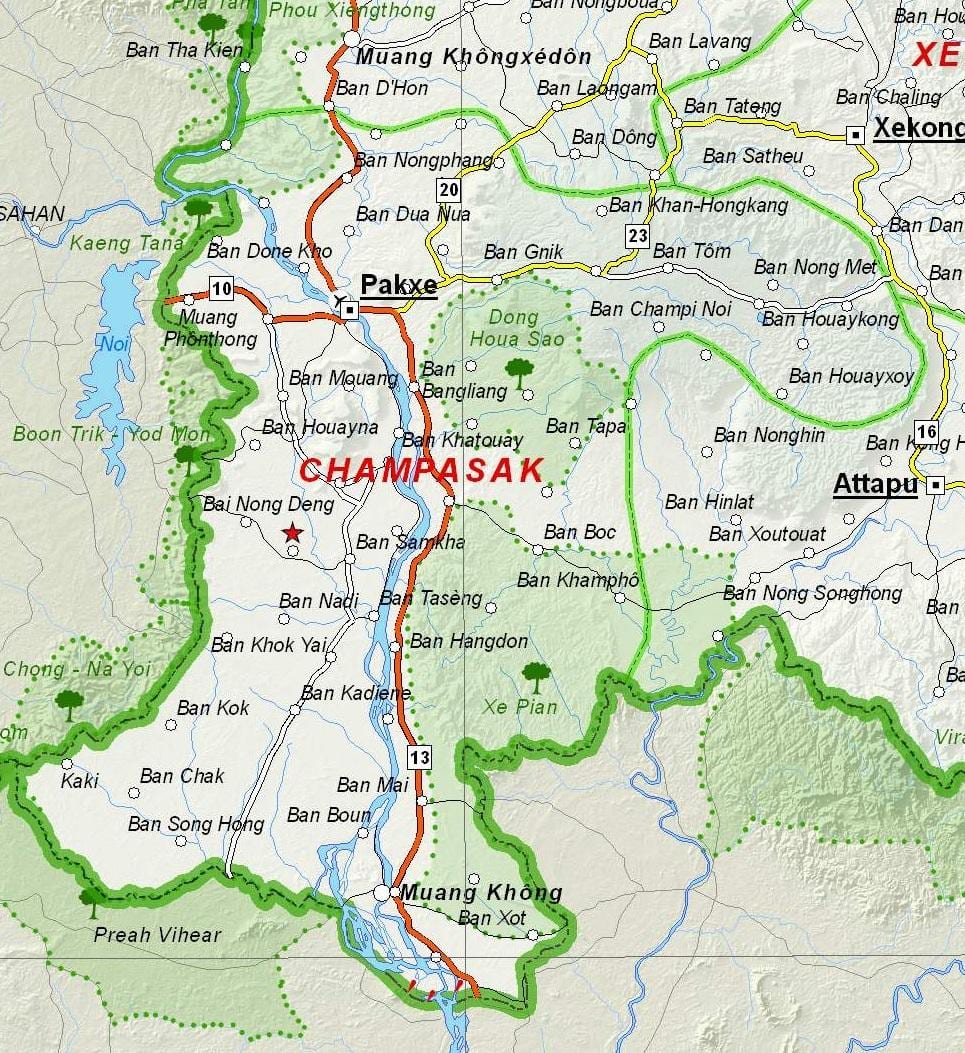 નકશો champasak લાઓસ