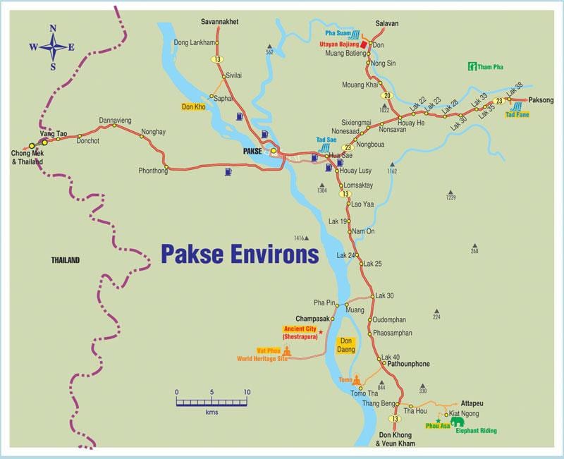 નકશો pakse લાઓસ